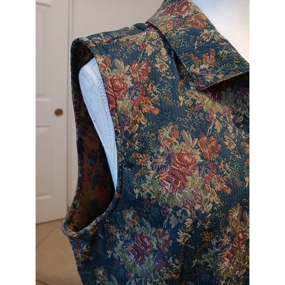 Vintage Westbound Green Floral Print Sleeveless Blazer Size Large RN‎ 58909 - Picture 5 of 11